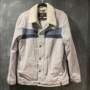 Obermeyer Men's Medium Condor Corduroy Jacket Shale Blue Grey Trucker Bomber